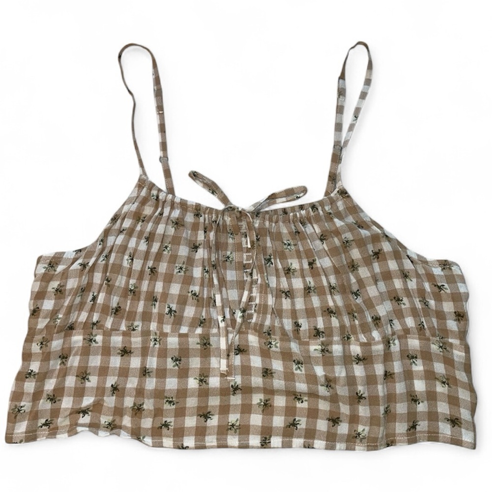 bp cropped tan floral spaghetti strap tank‎ - Picture 7 of 8